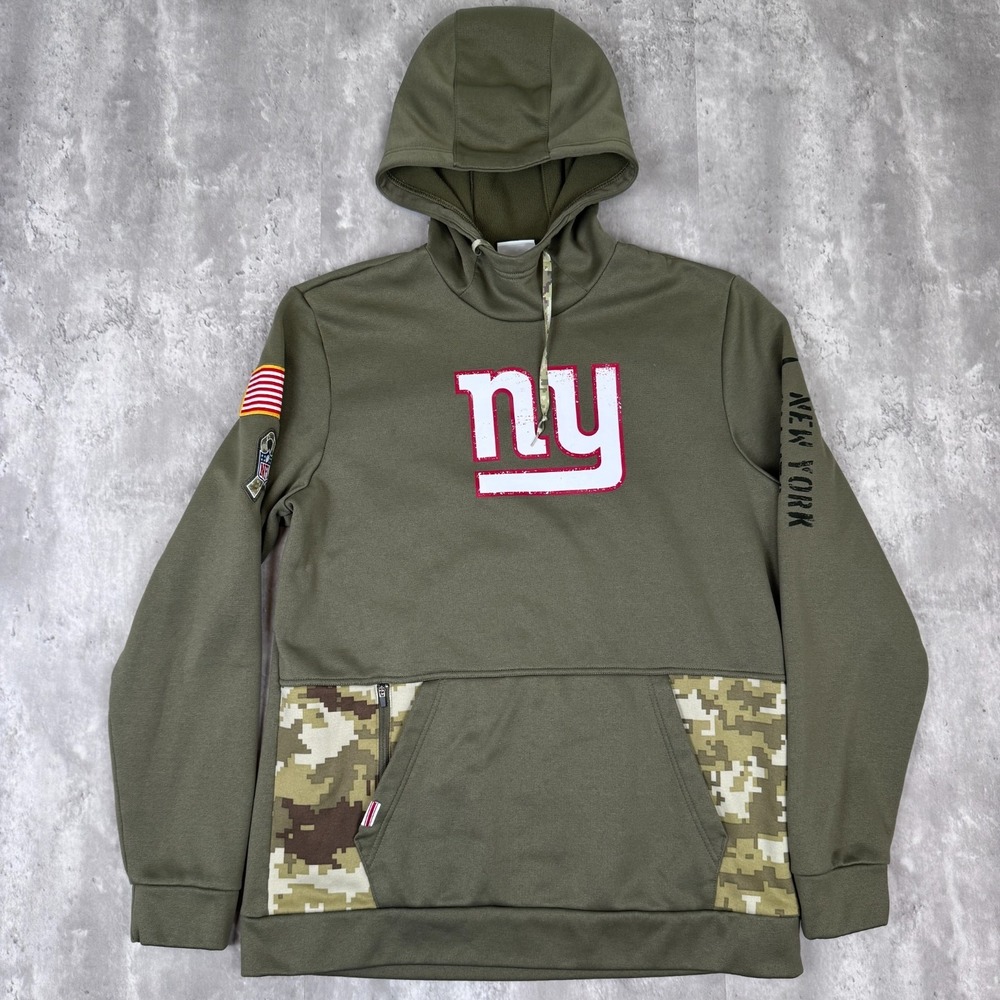 New York Giants Hoodie Mens Medium Green Camo Nike Salute to Service Team Issued